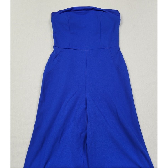 Crystal Sky Pants - Crystal Sky Royal Blue Strapless Wide-leg Jumpsuit Womens Size S